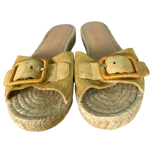 Veronica Beard Apa Suede Buckle Espadrille Sandals Desert Beige Size 7 - Picture 6 of 9